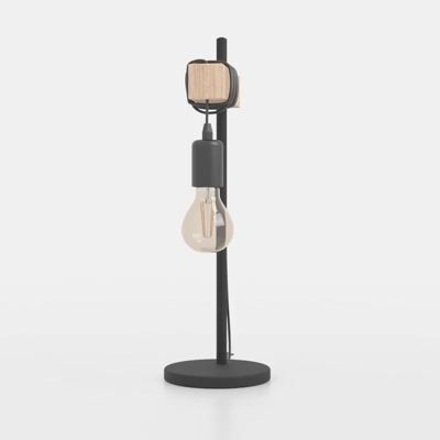 Lampe à poser E27 Townshend bois et noir 10W - EGLO
