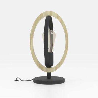 Lampe à poser E27 Basildon bois et noir 40W - EGLO